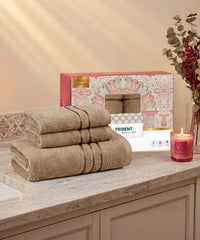 Moment 3Pc Towel Set, Peanut Beige | 400GSM 100% Cotton