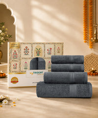 Celebration Towels 4Pc Set, Pebble Grey| 450GSM, 100% Cotton