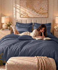 Luxe Home Egyptian Lyocel King Bedsheet Set, Navy| 500TC| 4 Pillow Covers