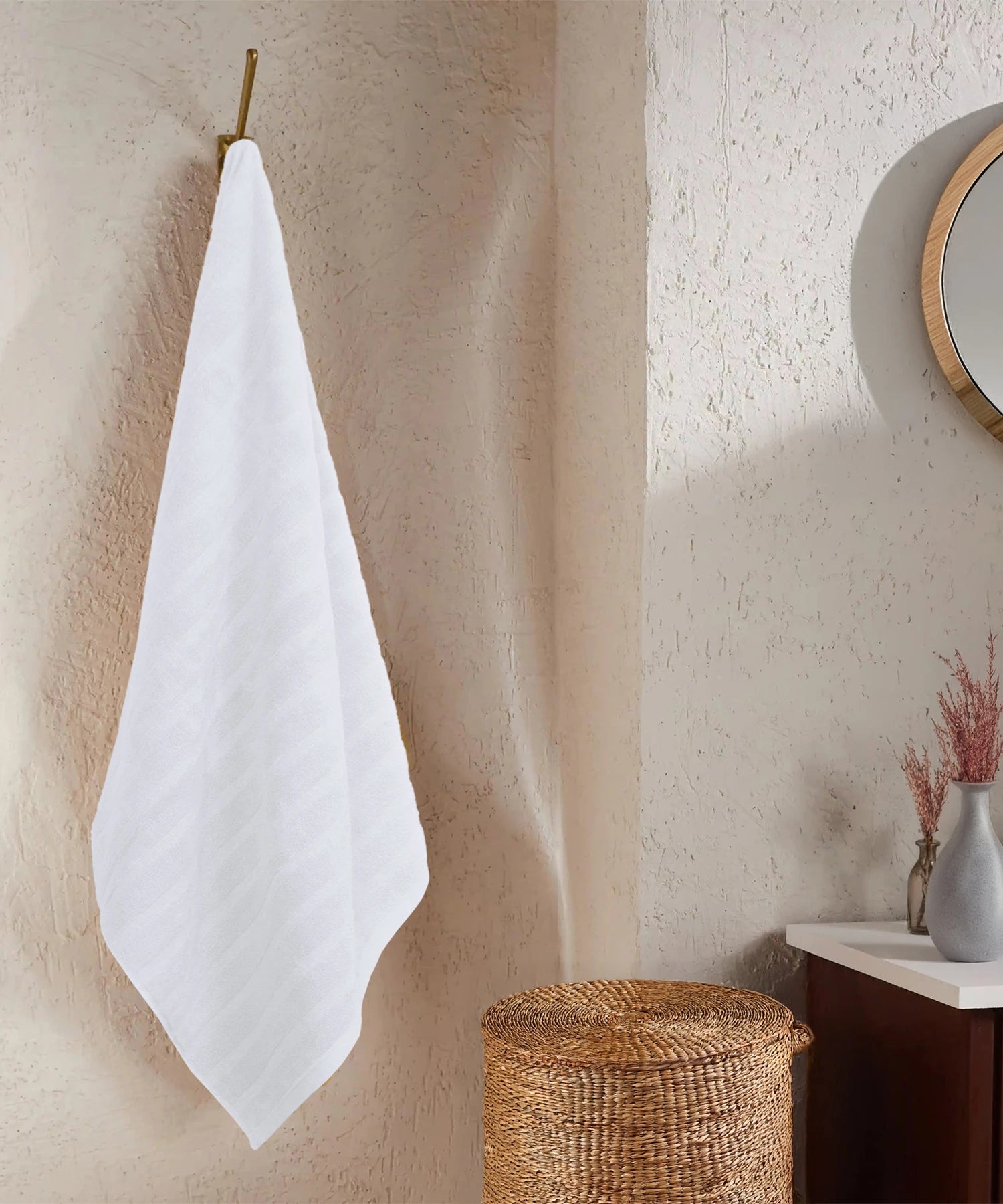 Quick Dry 1 Pc Bath Towel, White|400 GSM Cotton