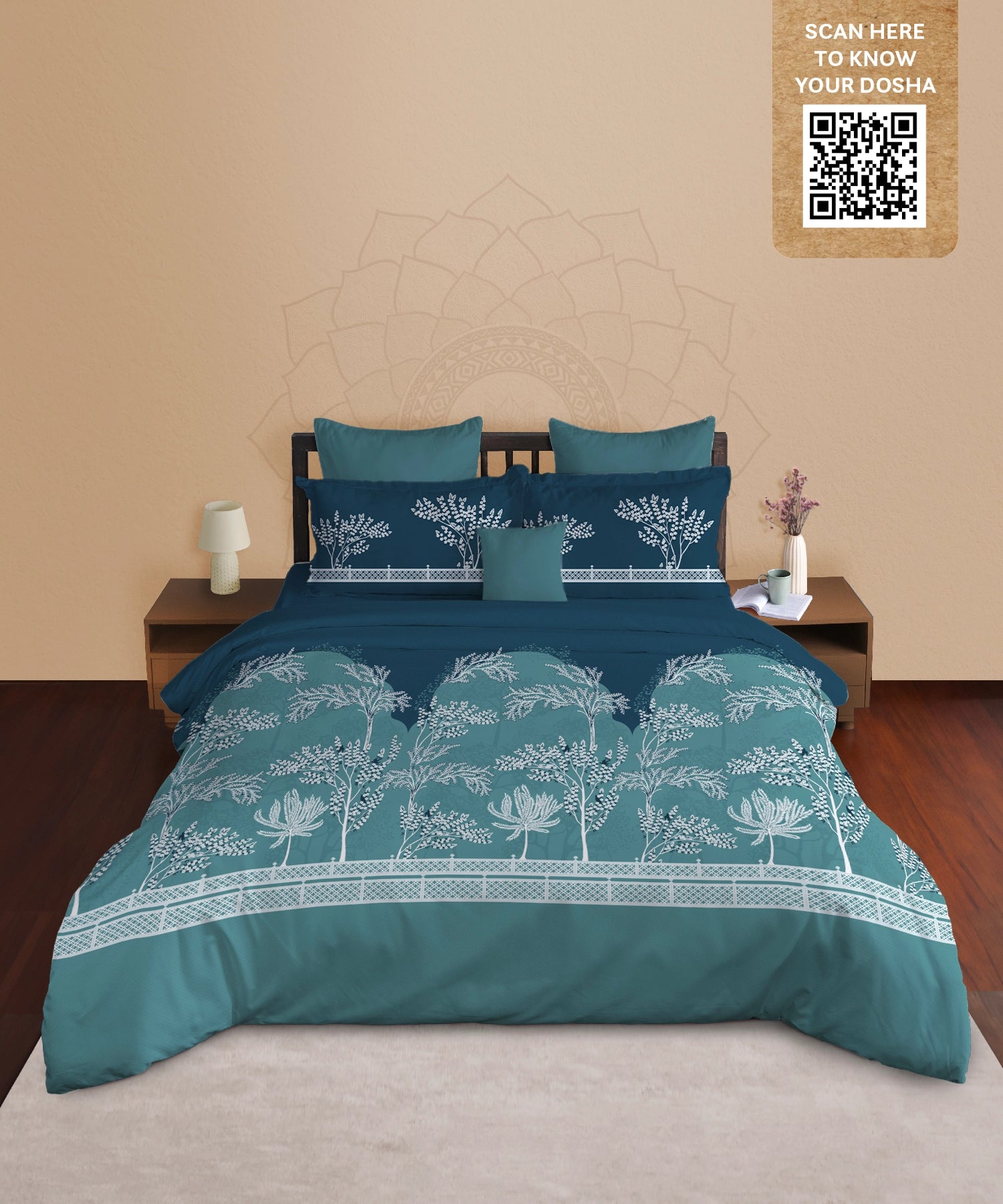 Classic Prakriti King Bedsheet Set, Vayu|210 TC Cotton|2 Pillow Covers