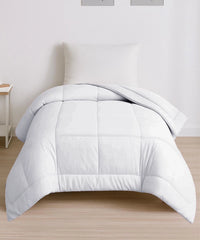 Soft Comfort Solid Single AC Comforter, White Frost|200 GSM Micro Polyester|Reversible