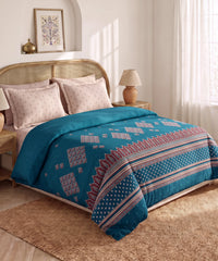 Shilpkalaa Printed King Bedsheet Set, Ajrakh| 144TC Cotton| 2 Pillow covers