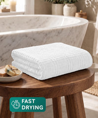 Fast Dry FABO 1 Pc Bath Towel, White| 400GSM | Super Absorbent