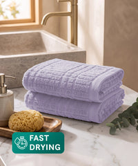 Fast Dry FABO 2 Pc Hand Towel, Lavender Haze | 400GSM| Super Absorbent