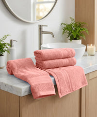 Soft Comfort 4Pc Hand Towel Set, Coral Haze|509 GSM Cotton|Air Rich Technology
