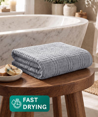 Fast Dry FABO 1 Pc Bath Towel, Arctic Grey| 400GSM | Super Absorbent