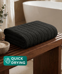 Quick Dry 1 Pc Bath Towel,Black|400 GSM Cotton