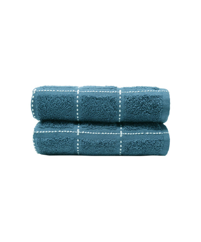 Dusk & Dawn English Blue 2 Hand Towel, 400 GSM, Cotton Rich, Weft Insert Solid Towel, Blue