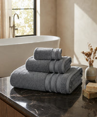 Luxury 3Pc Towel Set, Charcoal | 625 GSM| Anti Microbial