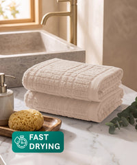 Fast Dry FABO 2 Pc Hand Towel, French Vanilla | 400GSM| Super Absorbent