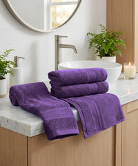 Soft Comfort 4Pc Hand Towel Set,Plum|509 GSM Cotton|Air Rich Technology
