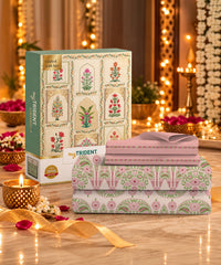 Celebration Printed Double Bedsheet, Noor Pink|144 TC|2 Pillow Covers