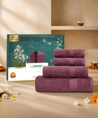 Carnival Towels 4Pc Set, Rouge| 450 GSM, 100% Cotton
