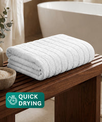 Quick Dry 1 Pc Bath Towel, White|400 GSM Cotton