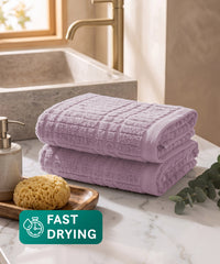 Fast Dry FABO 2 Pc Hand Towel, Mauve | 400GSM| Super Absorbent