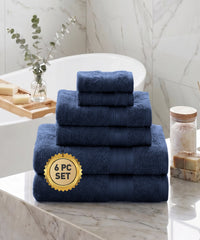 Soft Comfort 6Pc Towel Set, Navy|509 GSM Cotton|Air Rich Technology