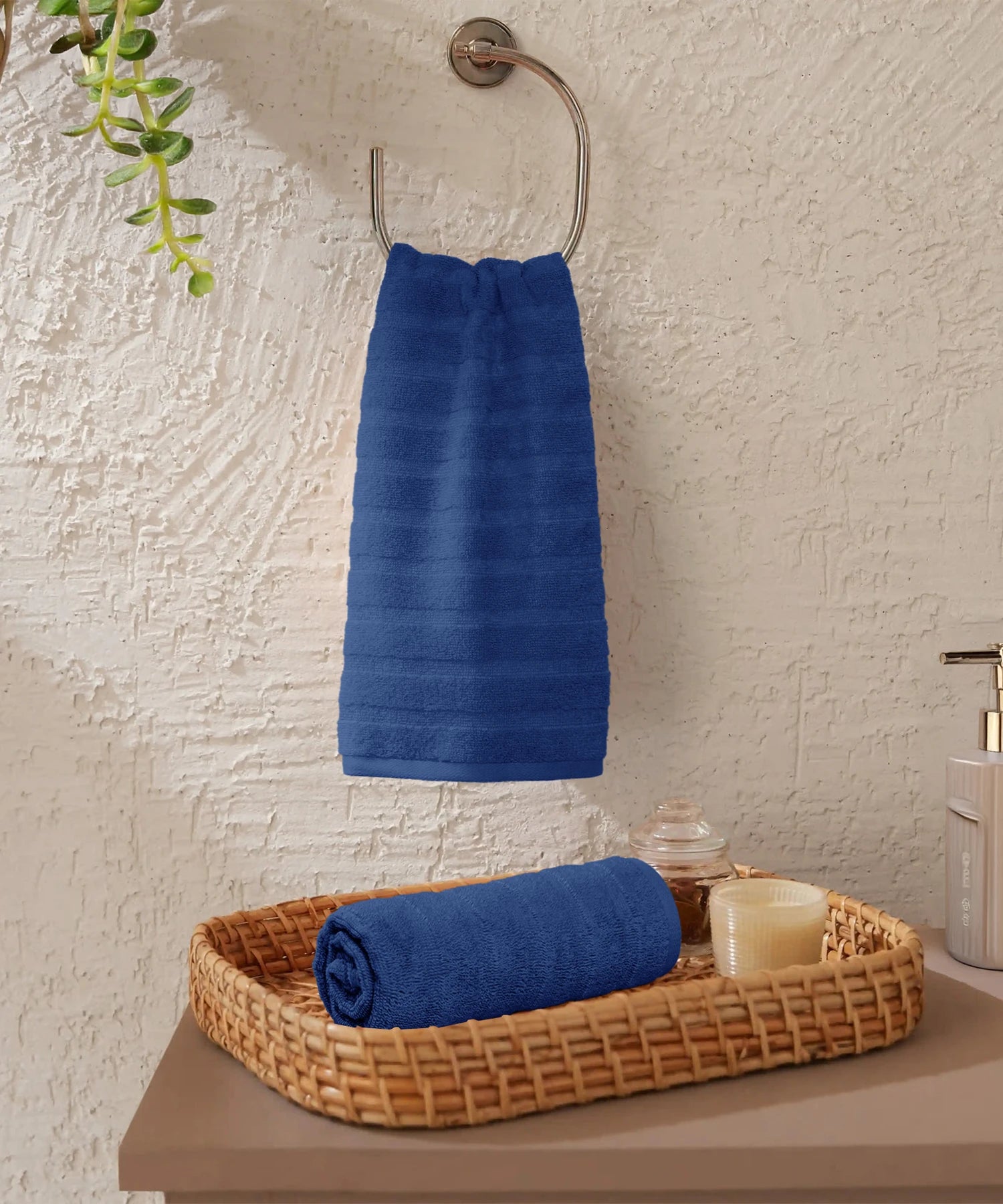 Quick Dry 2 Pc Hand Towel, Navy Blue|400 GSM Cotton