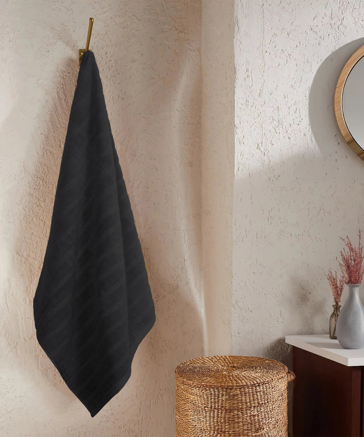 Quick Dry 1 Pc Bath Towel,Black|400 GSM Cotton