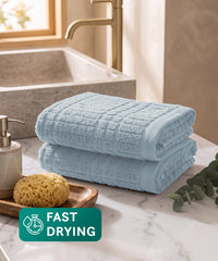 Fast Dry FABO 2 Pc Hand Towel, Clear Water | 400GSM| Super Absorbent