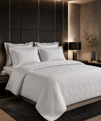 Luxehome Hotelier King Bedding Set, Crystal White| 600 TC Cotton| 6 Pc Set