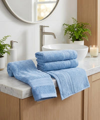 Soft Comfort 4Pc Hand Towel Set, Allure Blue|509 GSM Cotton|Air Rich Technology