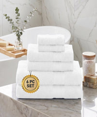 Soft Comfort 6Pc Towel Set, White|509 GSM Cotton|Air Rich Technology