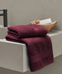 Soft Comfort 1Pc Bath Towel ,Red Wine|509 GSM Cotton|Air Rich Technology