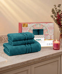 Moment 3Pc Towel Set, Dark Aqua | 400GSM 100% Cotton