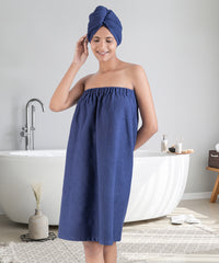 Urban Comfort (Head+Body)Wrap Set, Deep Cobalt| 240 GSM Cotton