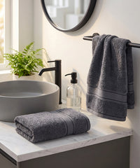 Indulgence 2Pc Hand Towel, Anchor Grey|600 GSM Cotton