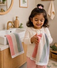 Juniors 2 Pc Hand Towel Set, Stripe| 550 GSM | 100% Premium Cotton