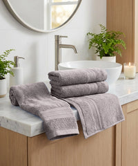 Soft Comfort 4Pc Hand Towel Set, Charcoal|509 GSM Cotton|Air Rich Technology