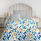Urban Comfort Trippy Triangles Blue Single Comforter, 120GSM, 100% Cotton, Multicolor