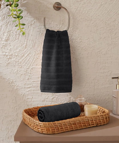 Quick Dry 2 Pc Hand Towel, Black|400 GSM Cotton