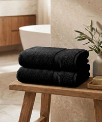 Soft Comfort 2Pc Bath Towel Set, Black|509 GSM Cotton|Air Rich Technology