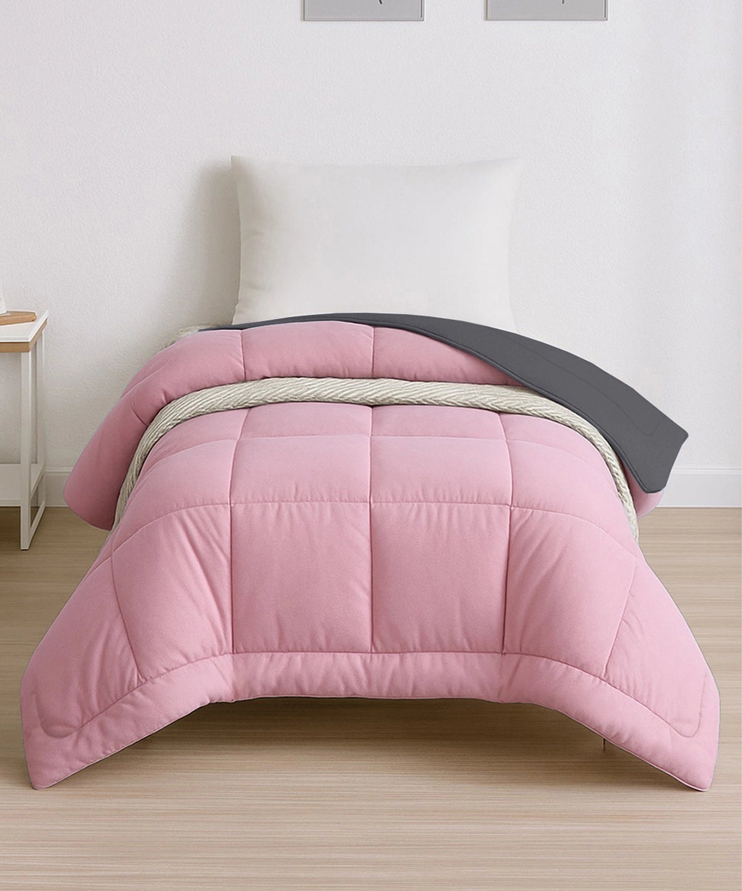 Soft Comfort Solid Single AC Blanket/Comforter, Rose Dust|200 GSM Micro Polyester|Reversible