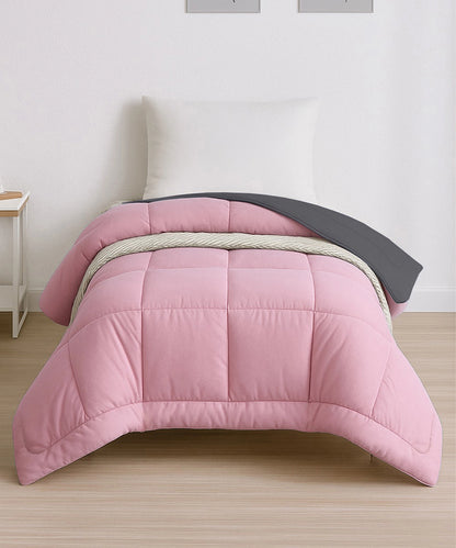 Soft Comfort Solid Single AC Blanket/Comforter, Rose Dust|200 GSM Micro Polyester|Reversible