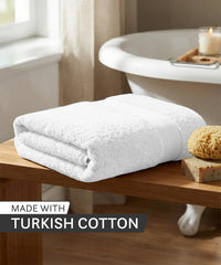 Luxehome Turkish Towel 1Pc Bath Towel, Arctic White | 800 GSM Cotton