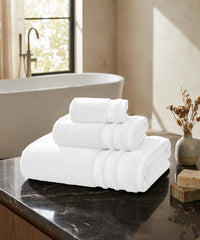 Luxury 3Pc Towel Set, White | 625 GSM| Anti Microbial
