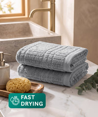Fast Dry FABO 2 Pc Hand Towel, Artic Grey | 400GSM| Super Absorbent