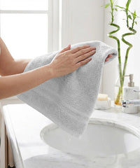 Luxe Home 1Pc Hand Towel, Silver| 600 GSM Cotton Bamboo