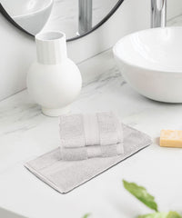 Luxury 3 Pc Face Towel Set, Grey|625 GSM Premium Cotton| Antimicrobial