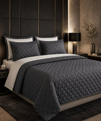 Luxehome Hotelier King Bedding Set, Graphite Charcoal| 600 TC Cotton| 6 Pc Set
