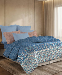 Soft Comfort King Bedsheet Set, Deco Dusk | 200 TC Cotton|2 Pillow Covers