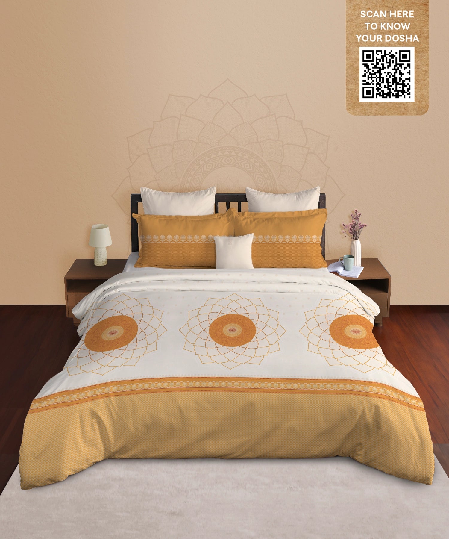 Classic Prakriti King Bedsheet Set, Arogya|210 TC Cotton|2 Pillow Covers