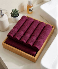 Urban Comfort  6Pc Face Towel Set, Wine Red| 450 GSM | 100% Cotton