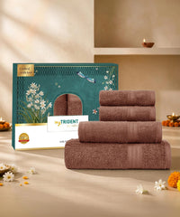 Carnival Towels 4Pc Set, Brown| 450 GSM, 100% Cotton