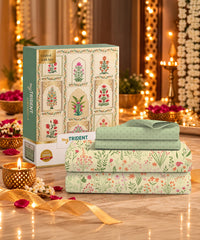 Celebration Printed Double Bedsheet, Fern Beige|144 TC|2 Pillow Covers