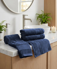 Soft Comfort 4Pc Hand Towel Set,Navy Blue|509 GSM Cotton|Air Rich Technology